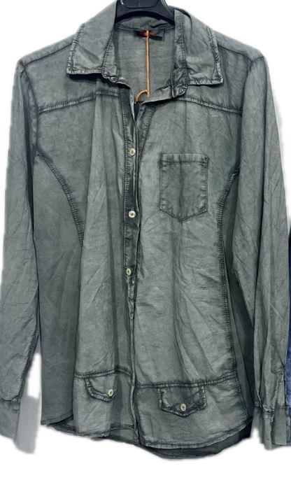Gray Button Down Cotton Top