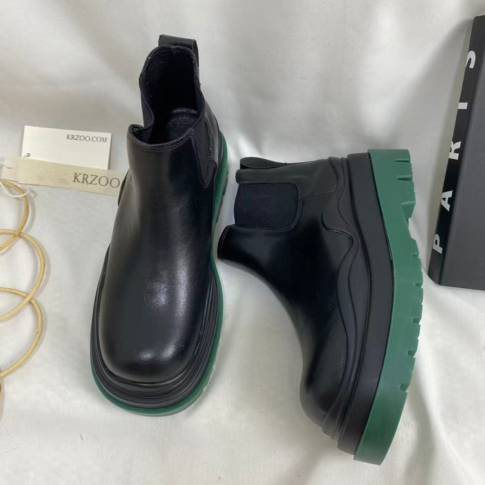 Green-Soled Platform Ankle Boots