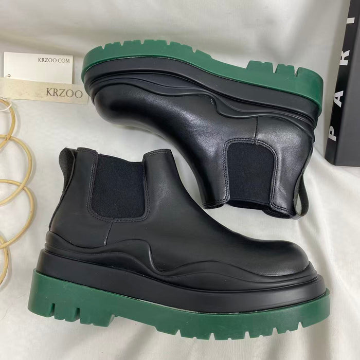 Green-Soled Platform Ankle Boots