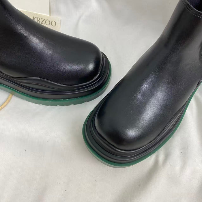 Green-Soled Platform Ankle Boots