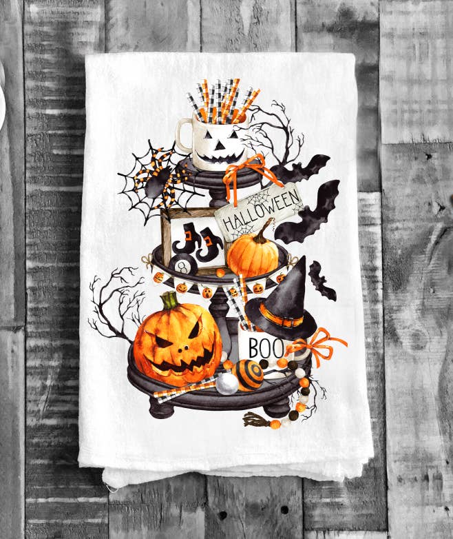 Halloween 3 Tiered Tray Cotton Tea Towels