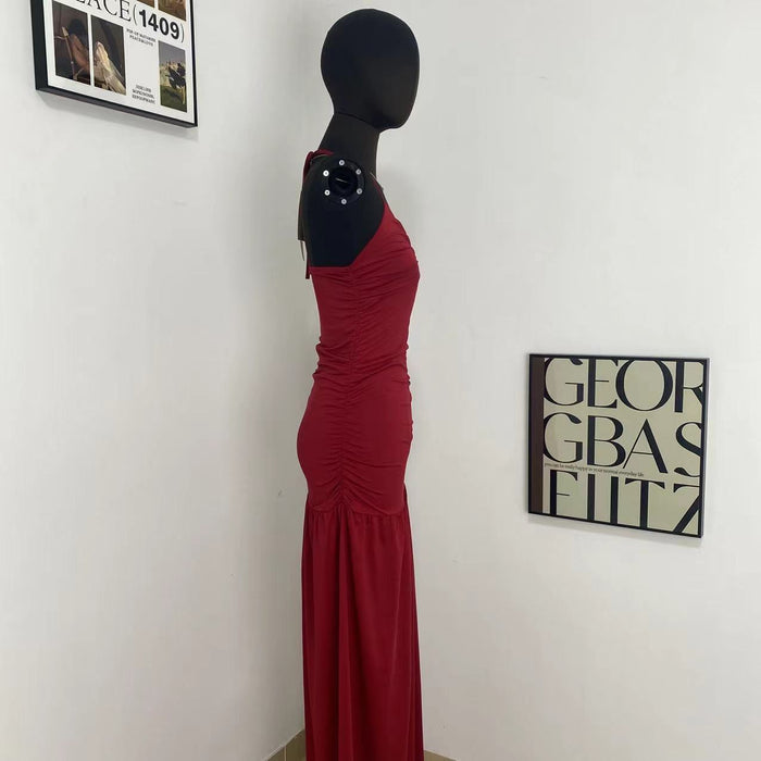 Halter-Neck Dress With Side Slit