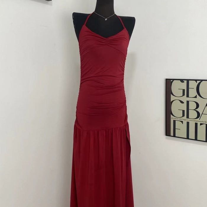 Halter-Neck Dress With Side Slit
