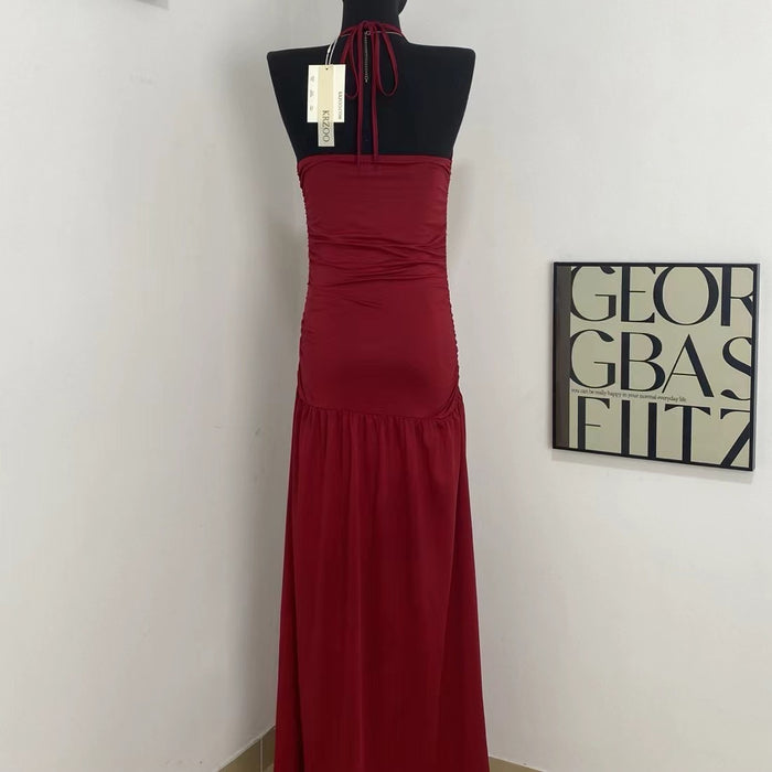 Halter-Neck Dress With Side Slit