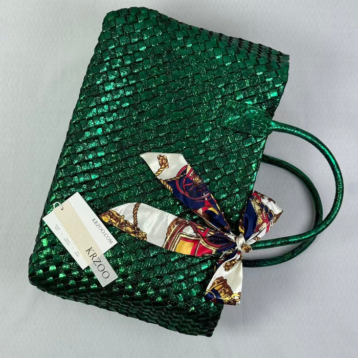 Hand-woven bag with snake skin pattern