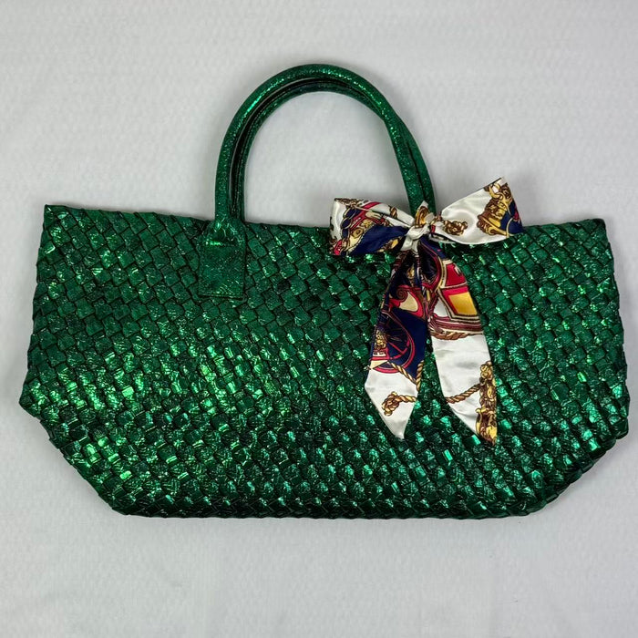 Hand-woven bag with snake skin pattern