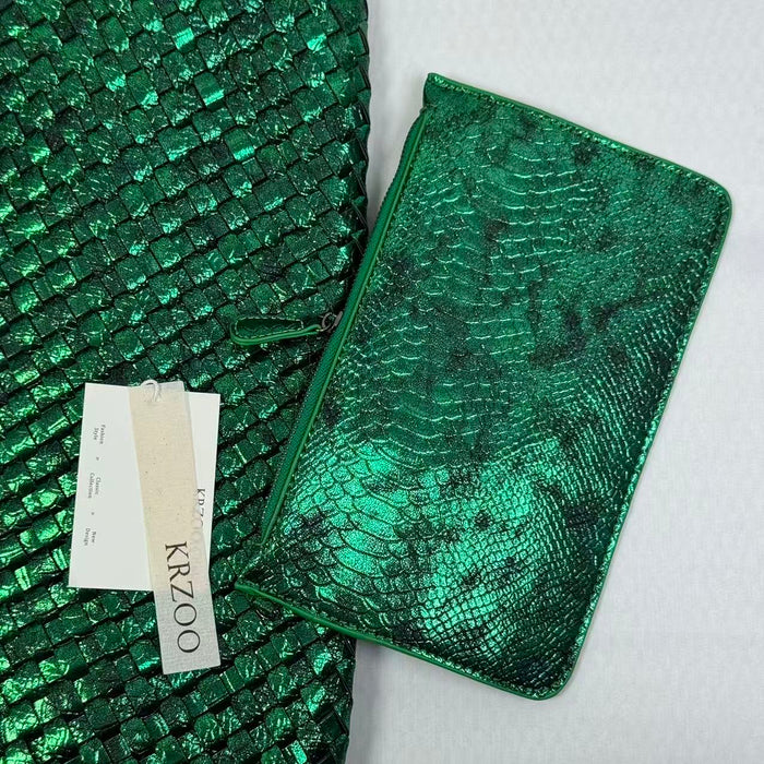 Hand-woven bag with snake skin pattern
