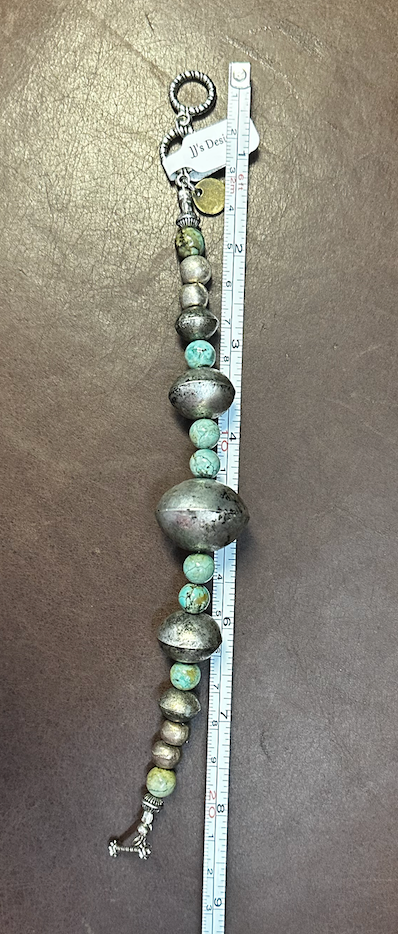 Handmade German Silver and Turquoise Bracelet