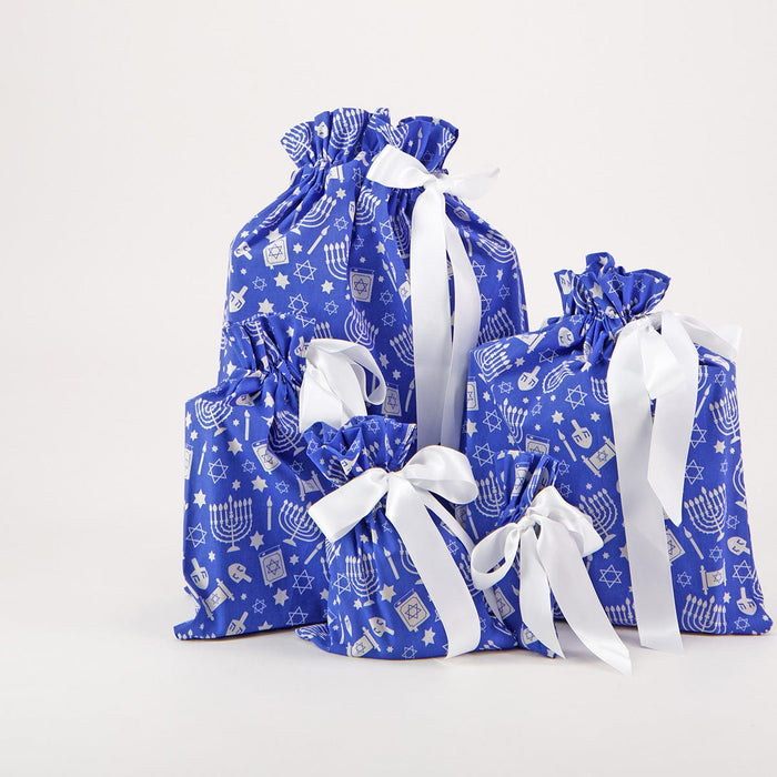 Waste Free Celebrations Set of 5 Happy Hanukkah (Reusable Gift Bag Set)
