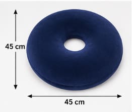 Hemorrhoids Memory Foam Cushion with Cotton Cover – Blue Donut Seat Support Cushion 45 x 45 cm