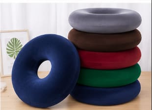 Hemorrhoids Memory Foam Cushion with Cotton Cover – Blue Donut Seat Support Cushion 45 x 45 cm
