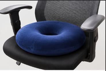 Hemorrhoids Memory Foam Cushion with Cotton Cover – Blue Donut Seat Support Cushion 45 x 45 cm