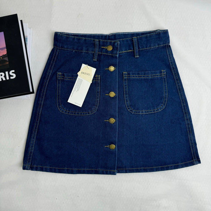 High-Waisted Button-Front Skirt
