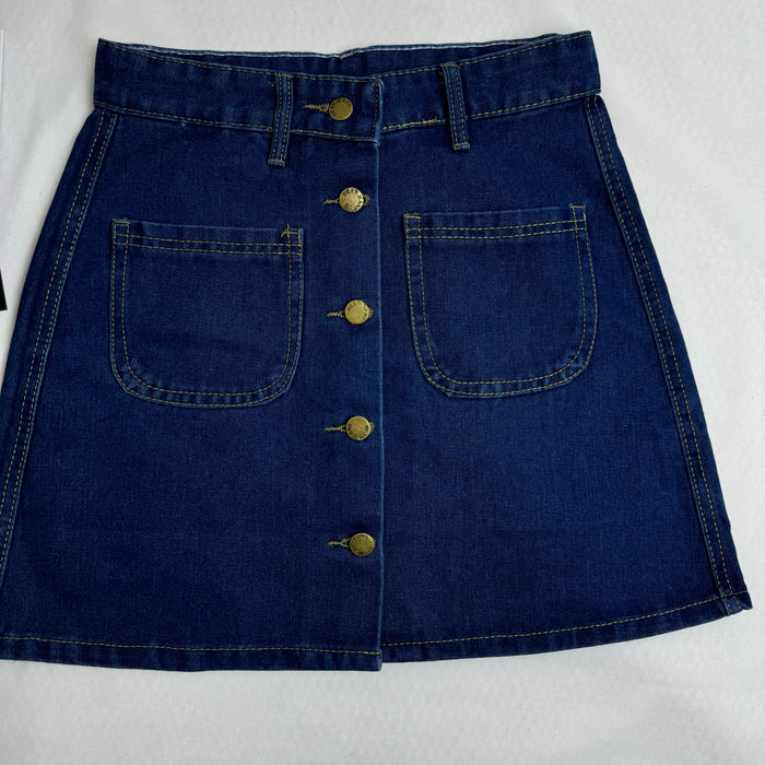 High-Waisted Button-Front Skirt