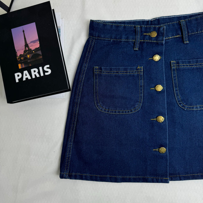 High-Waisted Button-Front Skirt