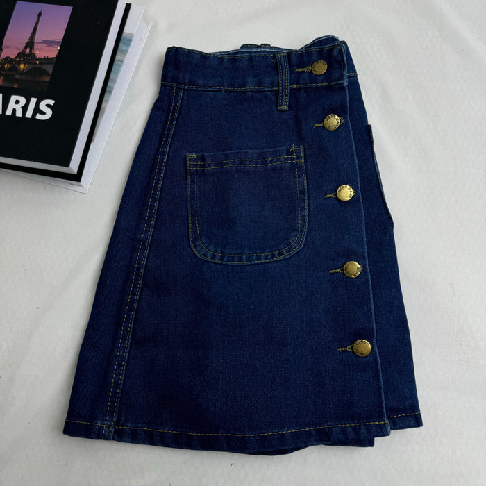 High-Waisted Button-Front Skirt