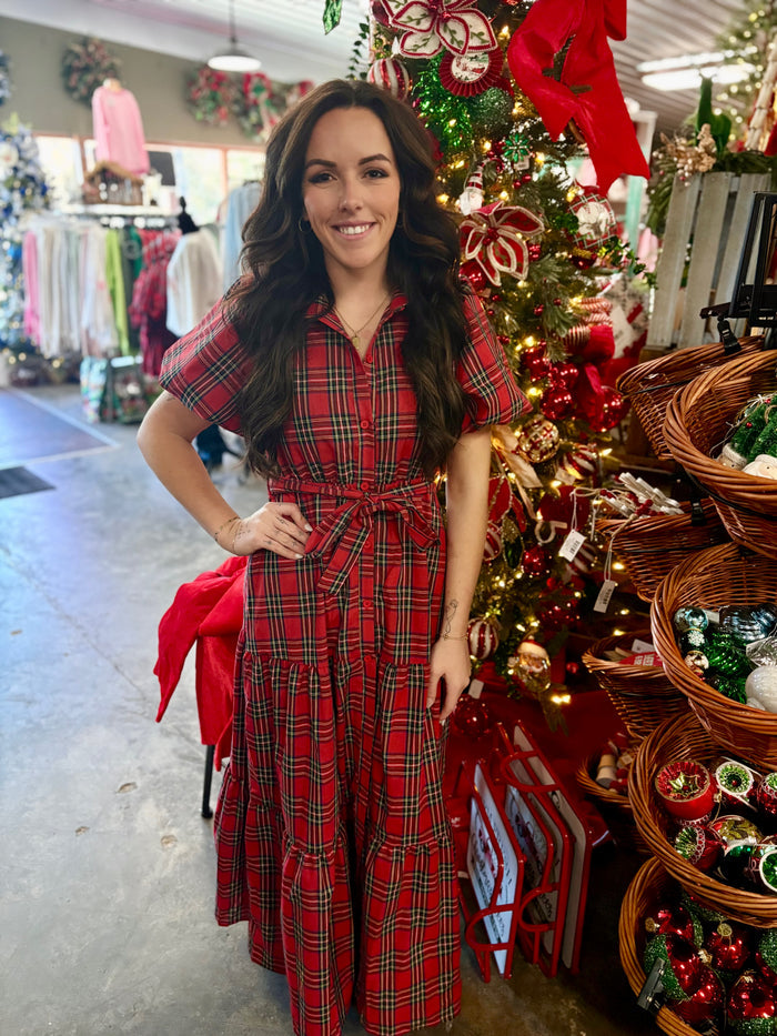 Holiday Plaid Maxi Dress
