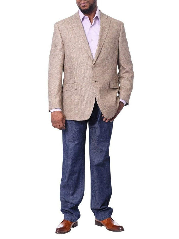 I Uomo BLAZERS I Uomo Mens Tan Silk Wool Blend Regular Fit Blazer Sportcoat