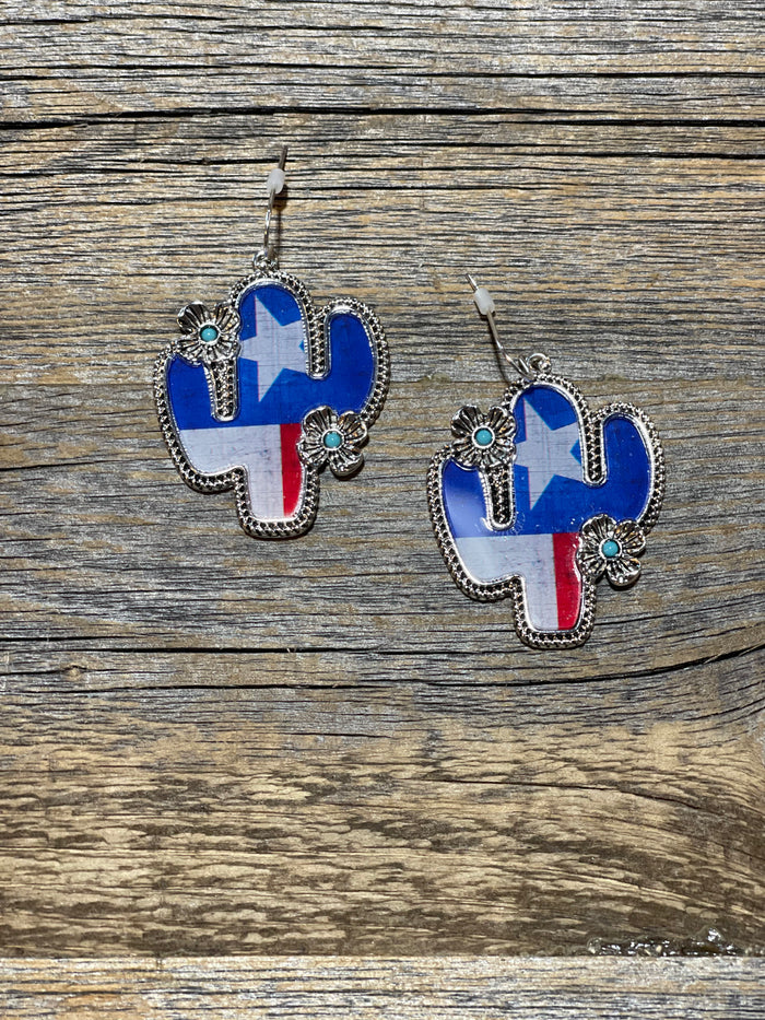 Cactus w/American Flag Earrings