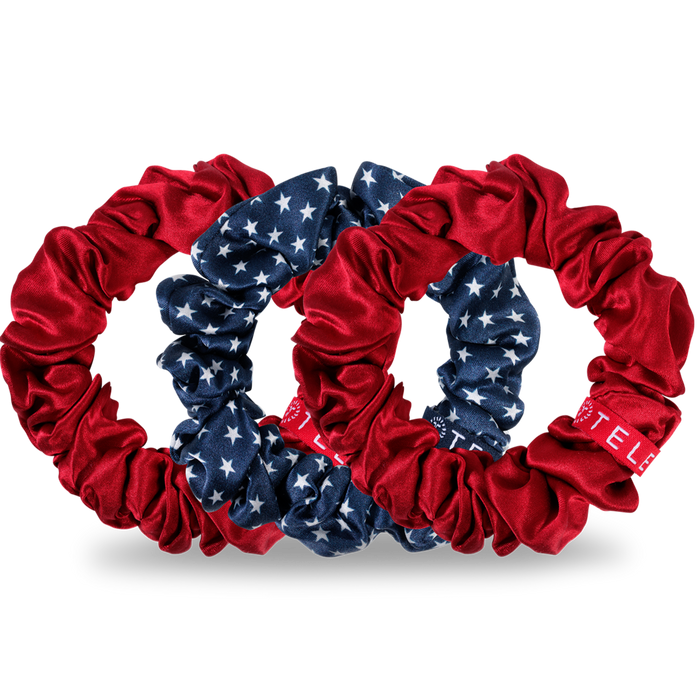 TELETIES, Silk Scrunchie, 100% natural silk, thick hair, large scrunchie, hair care, prevent breakage, spiral coil, soft hair tie, Independence Bae,