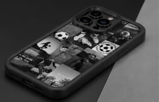 iPhone 13 Pro Max Soccer Graphic Case – Black Shockproof Phone Cover – Sport Collage Protective Case