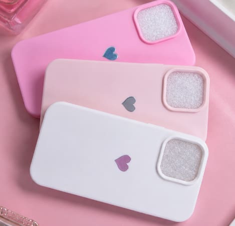 iPhone 16 Pro Max Case – Soft Matte Candy Colors with Glitter Camera Frame – Cute Heart Design Cover
