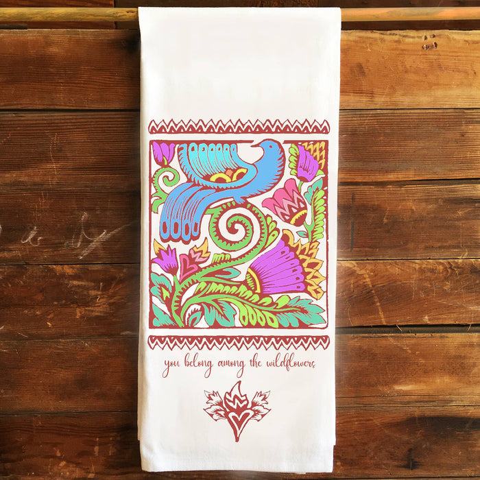 katzpajamas - Wildflowers Bird Kitchen Tea Towel Flour Sack Cotton