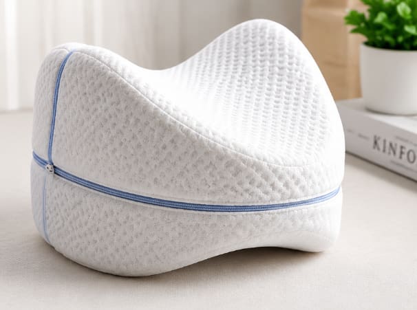 Knee Memory Foam Pillow with Cotton Cover – White Leg Support Pillow 25 x 25 cm