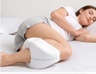 Knee Memory Foam Pillow with Cotton Cover – White Leg Support Pillow 25 x 25 cm
