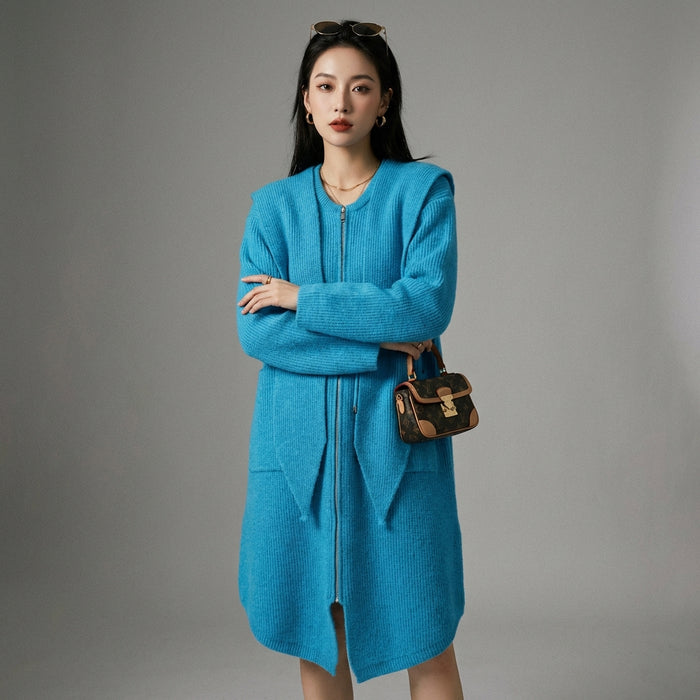 Pull en maille col rond zippé pour femme - Koreanxwear - Taille One Size