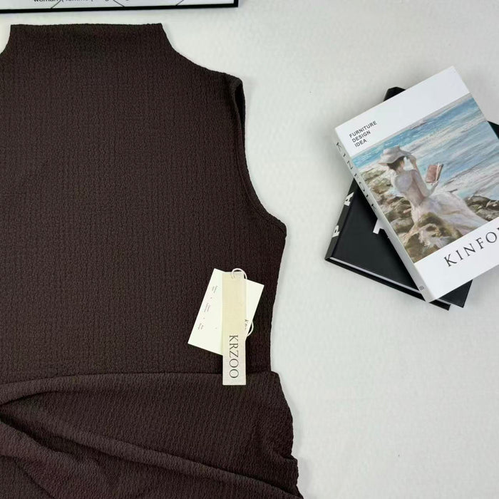 Knitted texture pattern metal snap closure dress