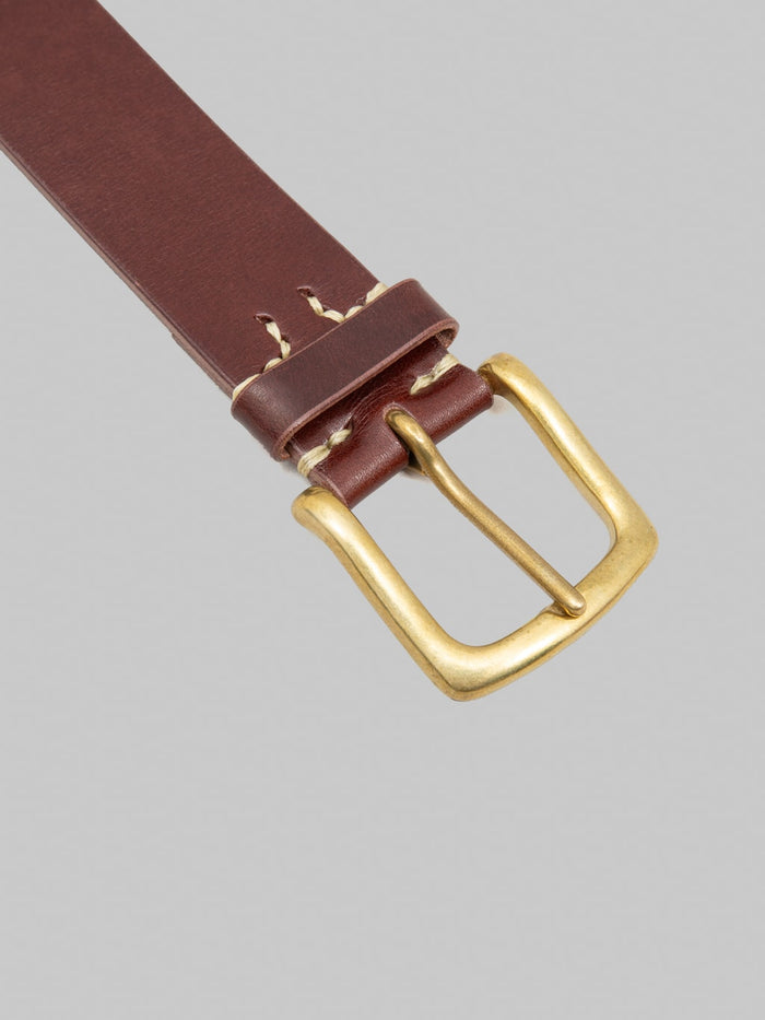 Kobashi Studio Hand Stitched Belt Kihon Buckle Brown  brass