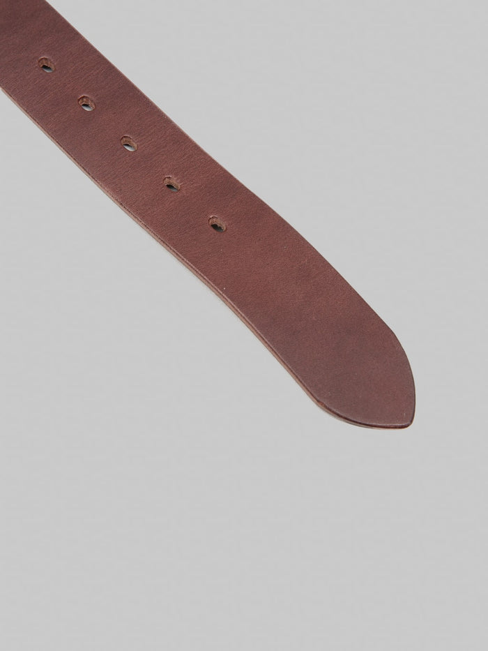 Kobashi Studio Hand Stitched Belt Kihon Buckle Brown closeup