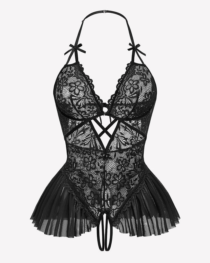 Lace Bodysuit V Neck Sleepwear One Piece