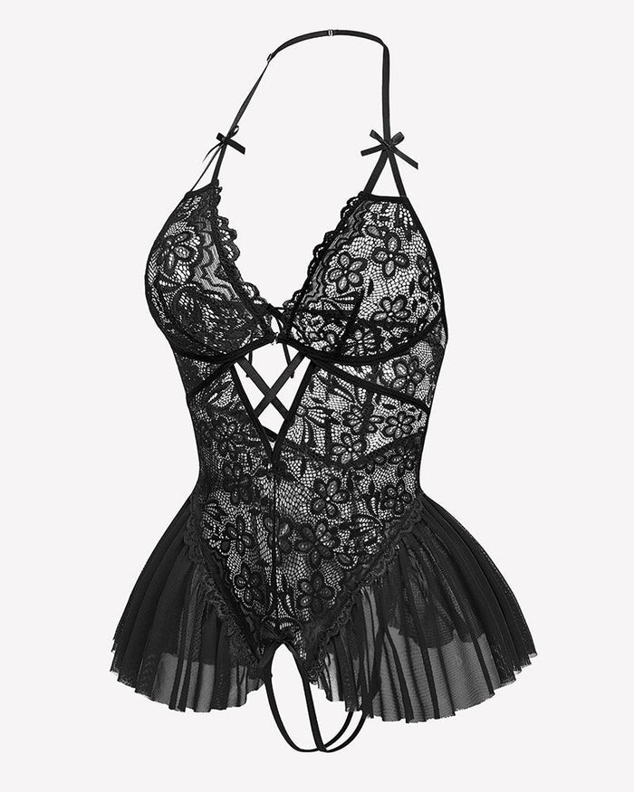 Lace Bodysuit V Neck Sleepwear One Piece