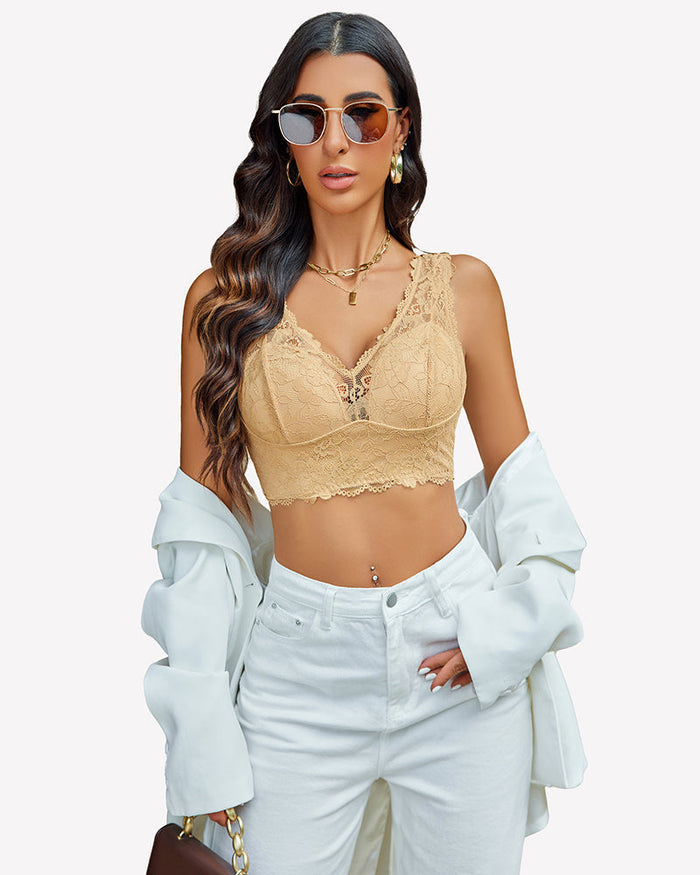 Lace Bralette Deep V Plunge Wireless Bra