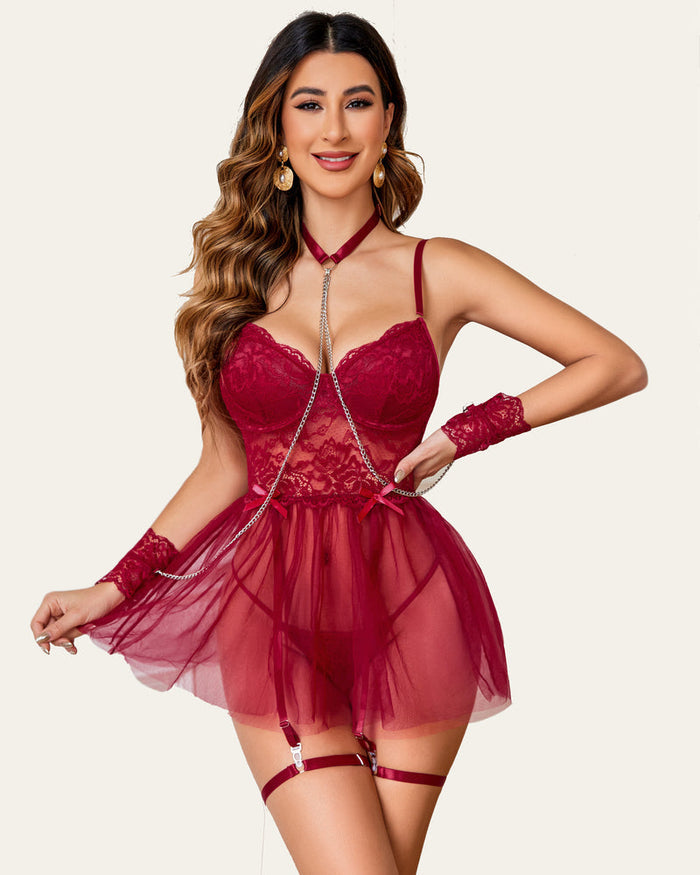 Lace Chain Underwire Lingerie