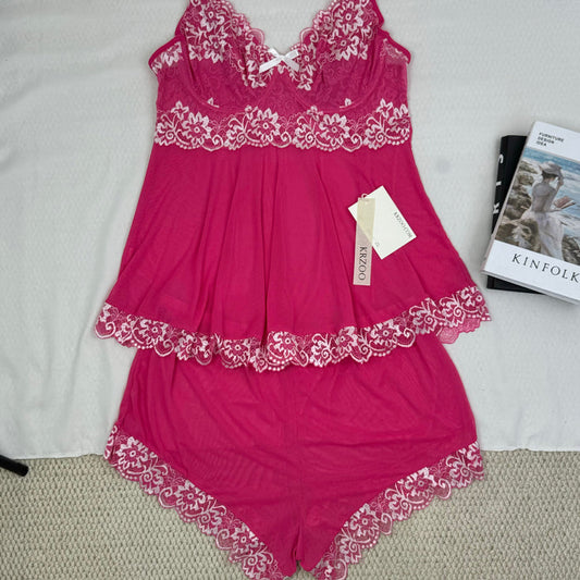 Lace embroidery netting halter top set