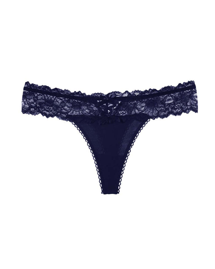 Lace Sexy Low-waist Openwork Back Criss-cross Thong