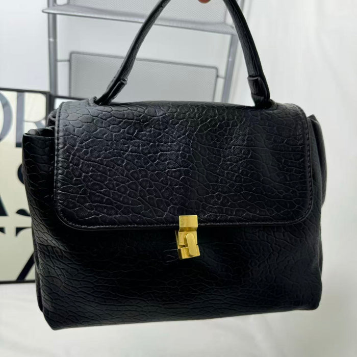 Large Black Leather Tote Bag