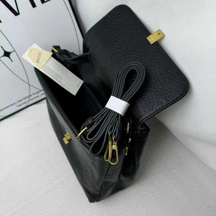 Large Black Leather Tote Bag