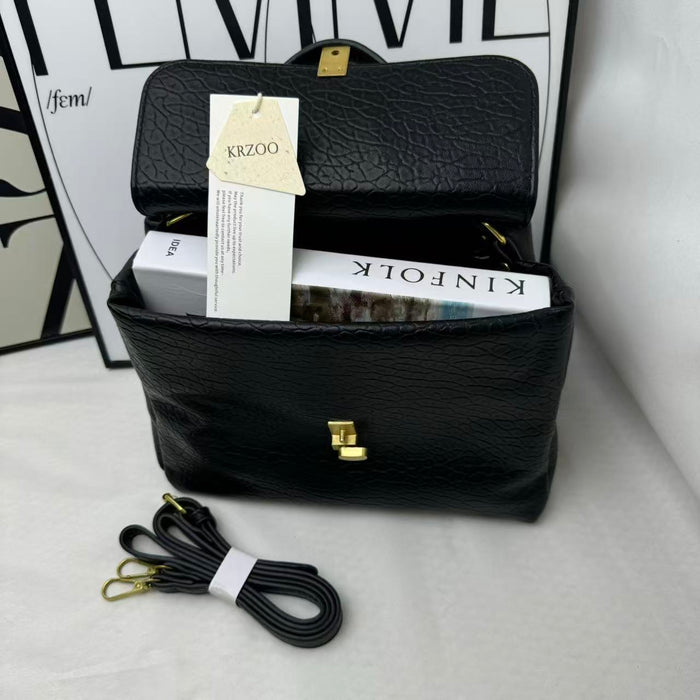 Large Black Leather Tote Bag