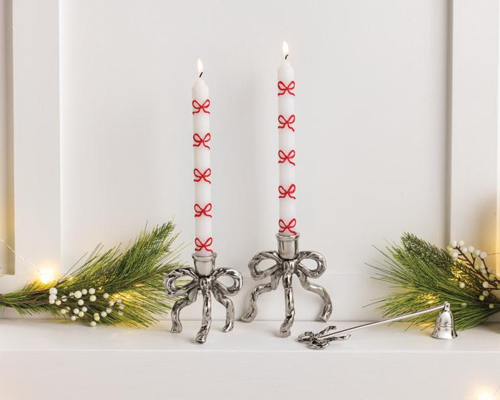 Large Bow Tapered Candle Holder