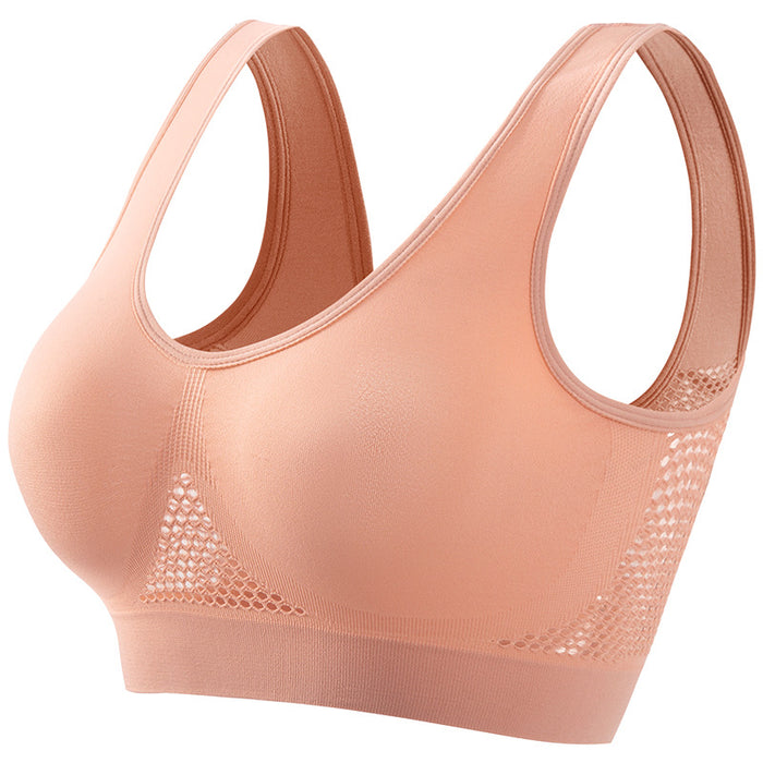 Large size breathable sports bra without underwire