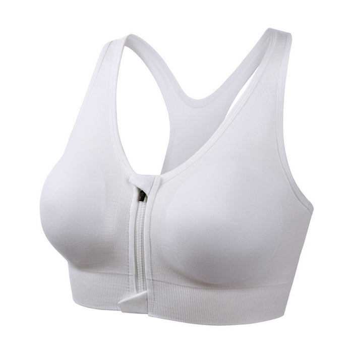 Large Size Front Shockproof Wire-Free Zipper Sports Bra