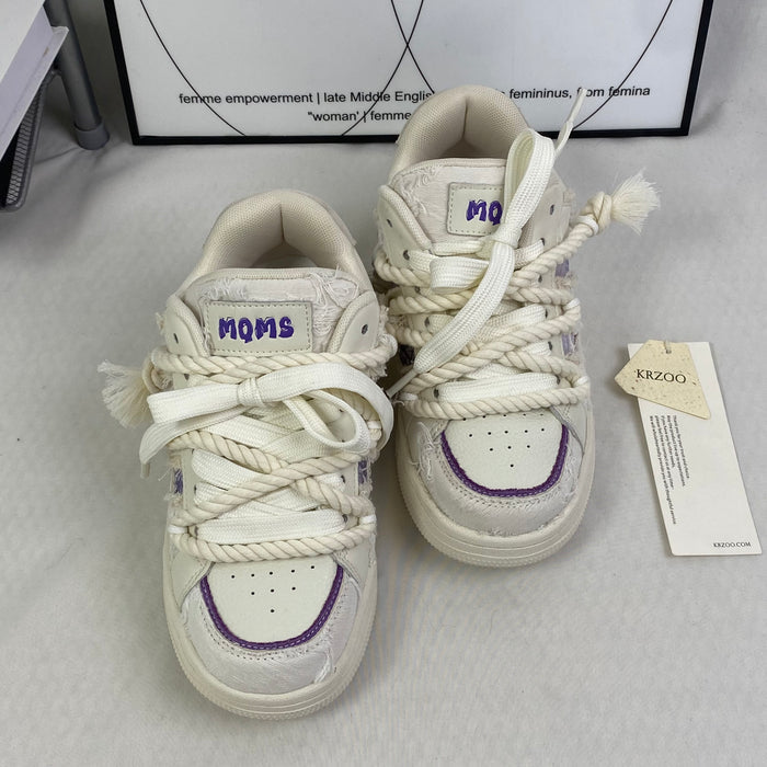 Leather platform casual sneakers