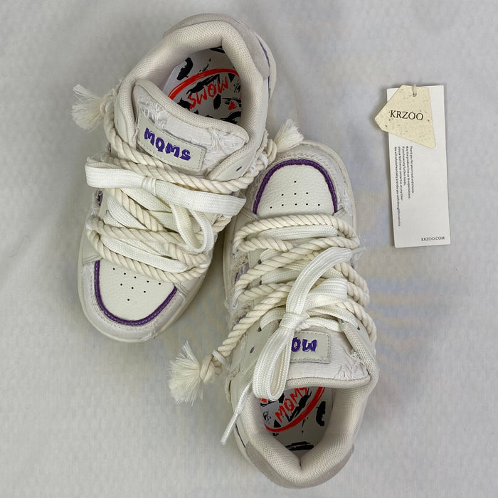 Leather platform casual sneakers