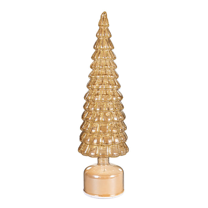 LED Table Decor Tree Rotating Metallic Glass