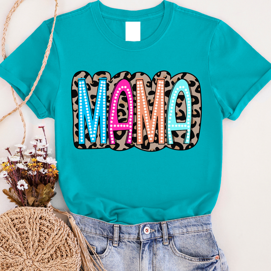 Leopard Colorful Mama Graphic Tee