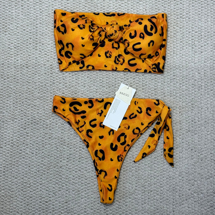 Leopard print one-piece swimsuit